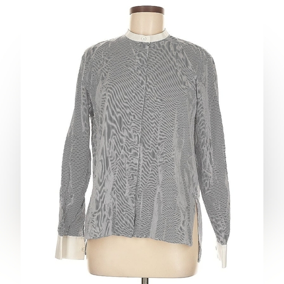 Fendi Striped Cotton Mock Neck Button Blouse - EU 42 / US 6 - EUC - Picture 7 of 13